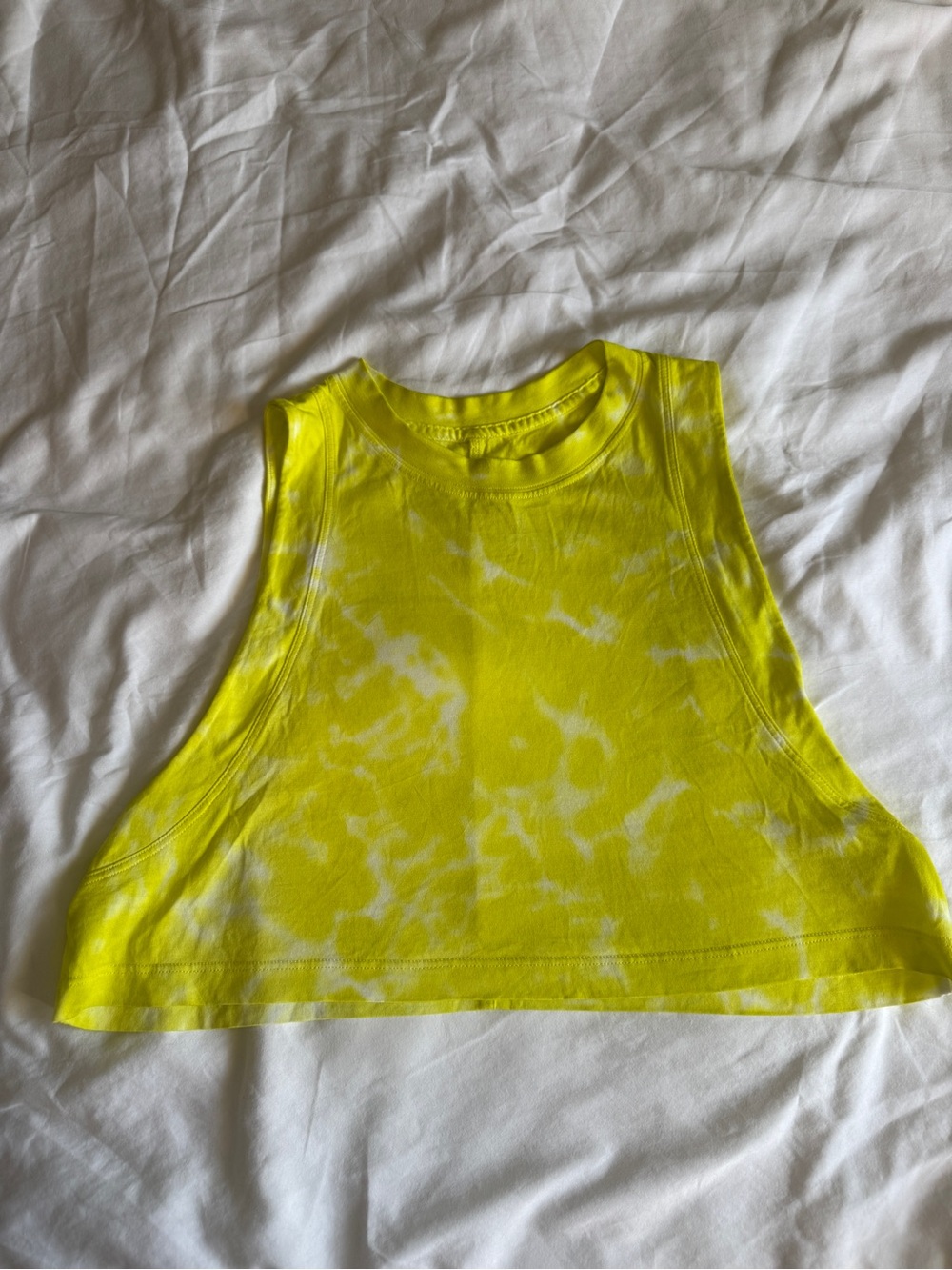Lululemon Neon Yellow Tie-Dye Cropped Tank Top